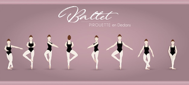 Ballet pirouette en dedans Premium Vector