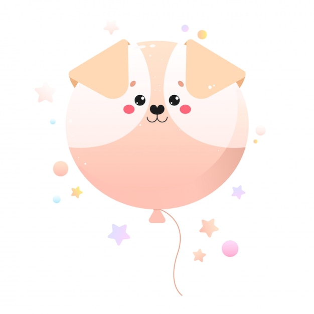 Download Balloon cute kawaii dog. animal isolated | Premium Vector