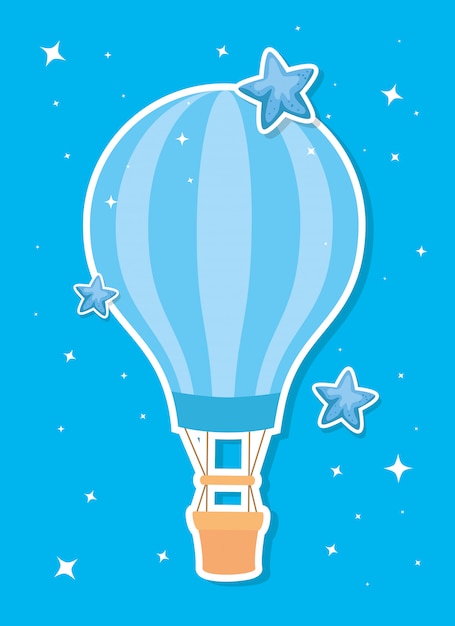 Premium Vector Balloon Travel Hot With Stars In Blue Background 1039