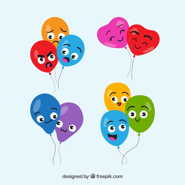 Free Vector Balloons bunch collection with funny faces