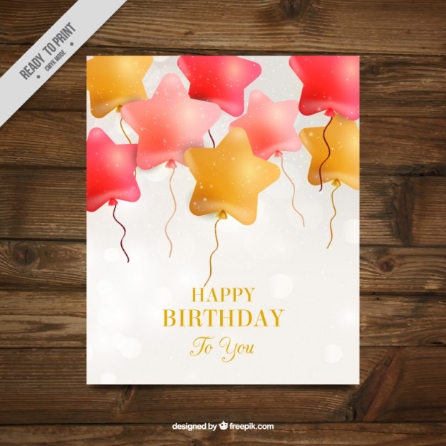 Balloons star shaped birthday card