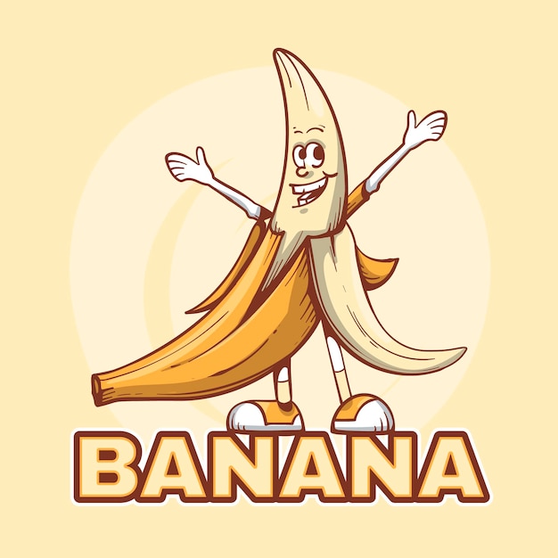 バナナキャラクターロゴテンプレート 無料のベクター