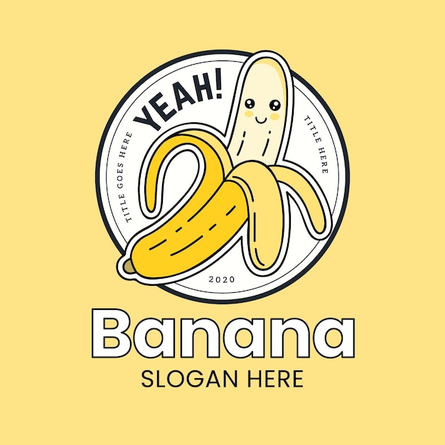 バナナキャラクターロゴ 無料のベクター