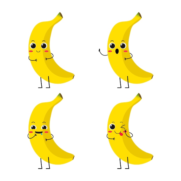 バナナかわいいキャラクター プレミアムベクター