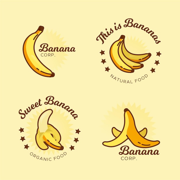 Free Vector Banana Logo Collection Template