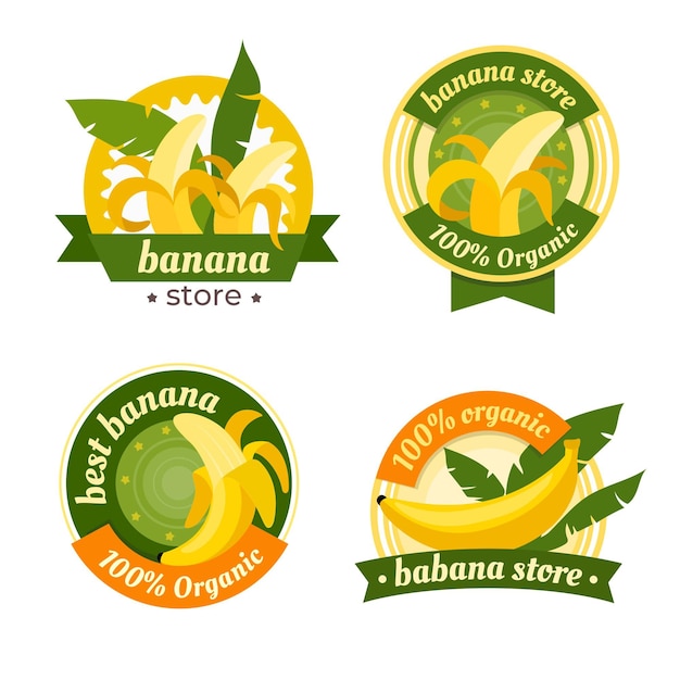 Free Vector | Banana Logo Pack Template