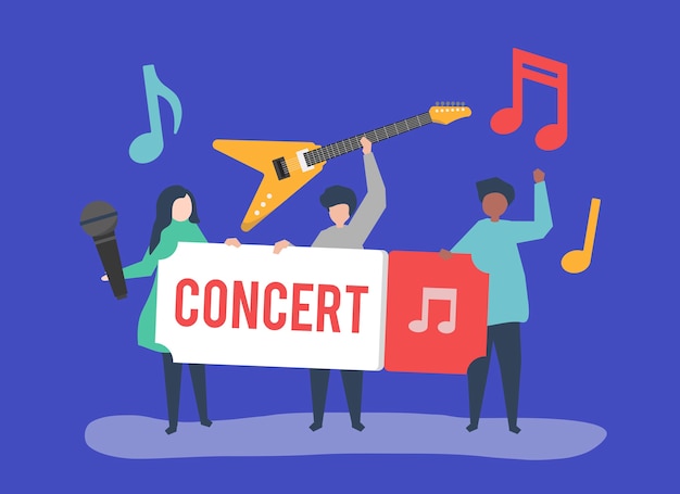 Free Vector | A band performing live music