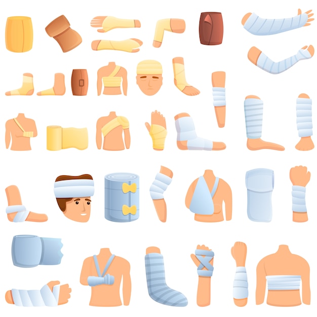 Premium Vector | Bandage icons set. cartoon set of bandage vector icons