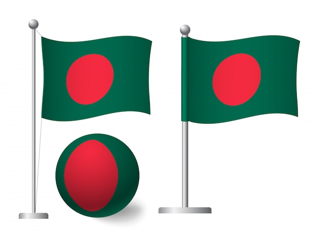 Download Bangladesh flag on pole and ball icon | Premium Vector