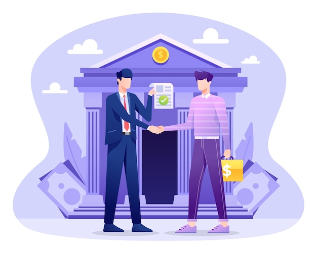 Premium Vector | Bank loan illustration, customer apply for loan.