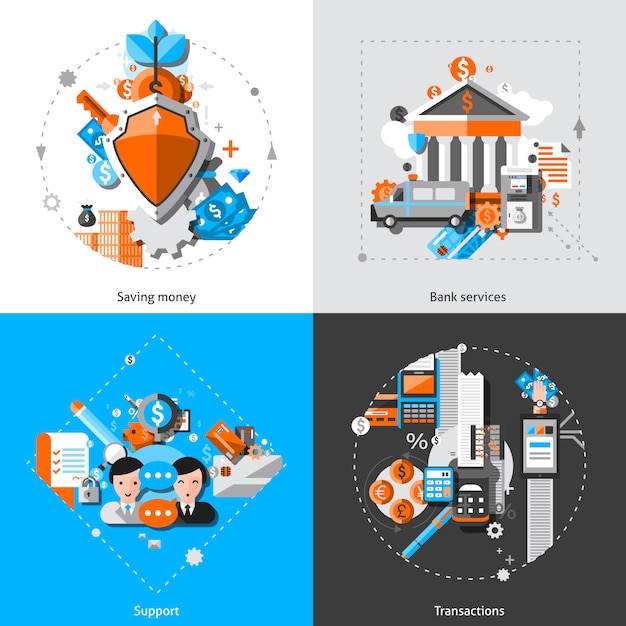 Banking concept icons Free Vector