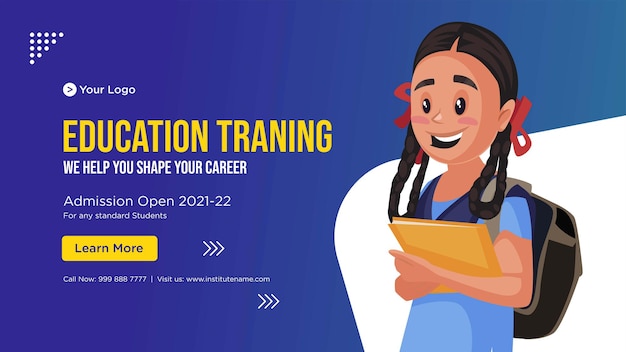 Premium Vector | Banner design of education training cartoon style template