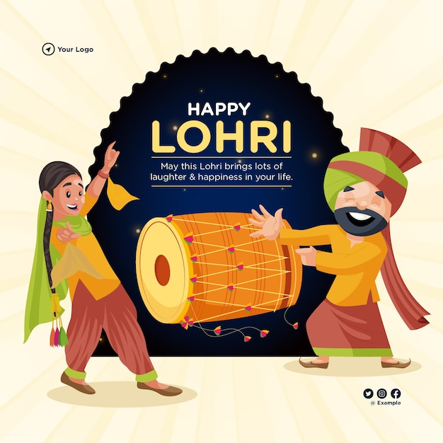 Premium Vector | Banner design of happy lohri template