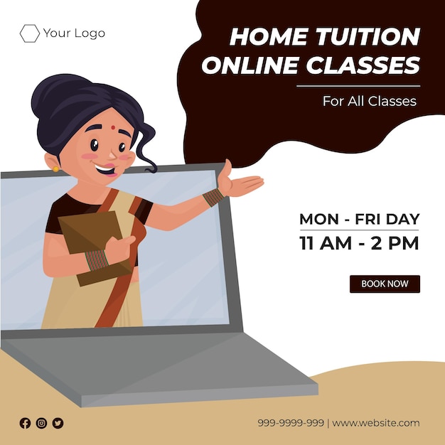 Premium Vector | Banner design of home tuition online classes cartoon ...