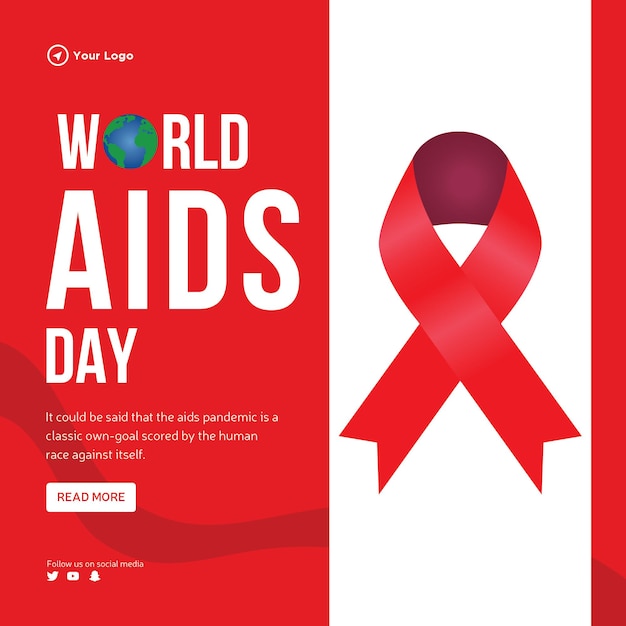 Premium Vector | Banner design of world aids day template