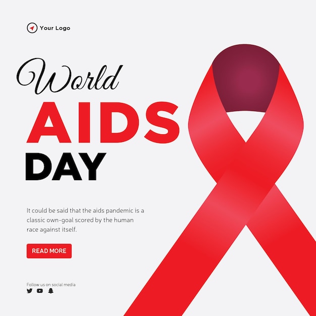 Premium Vector | Banner design of world aids day template