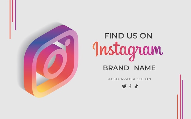 Free Vector Banner Find Us Instagram With Icon