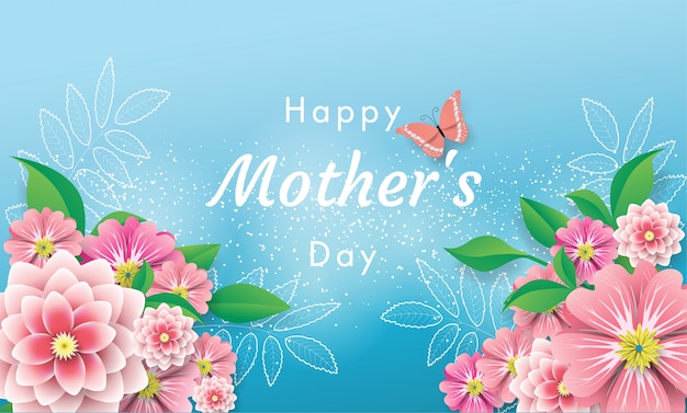 Premium Vector | Banner happy mother's day greeting card love mom with ...