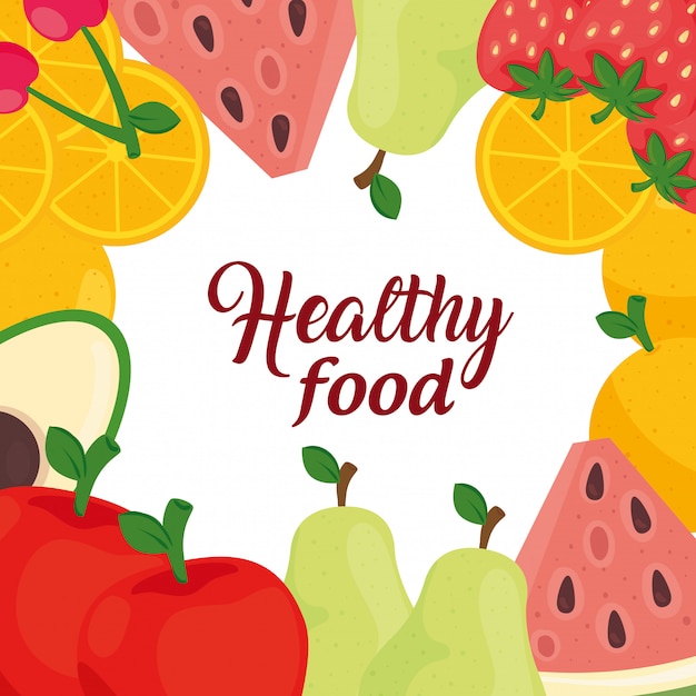 Premium Vector | Banner of healthy food, with fresh fruits