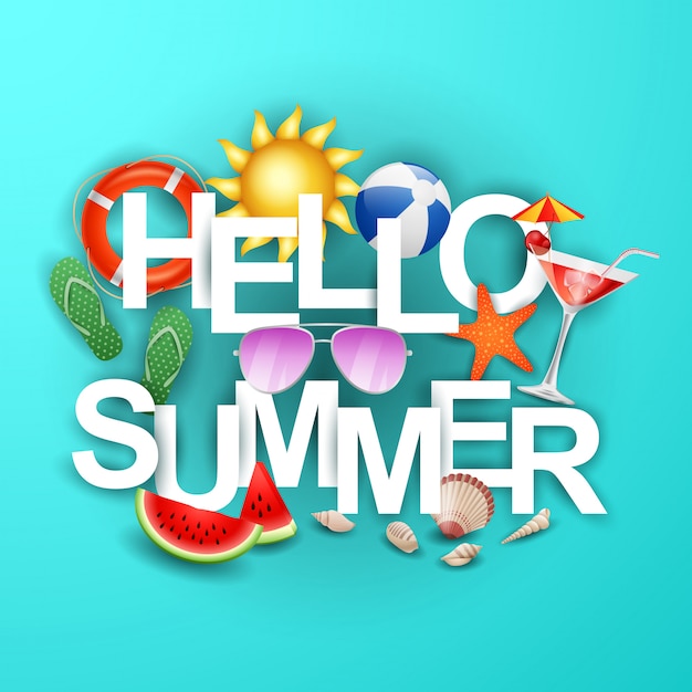 Premium Vector | Banner hello summer