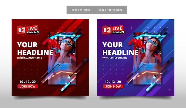 Premium Vector | Banner live streaming template.