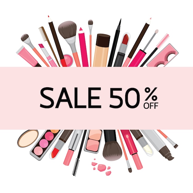  Banner on sale of cosmetics for makeup