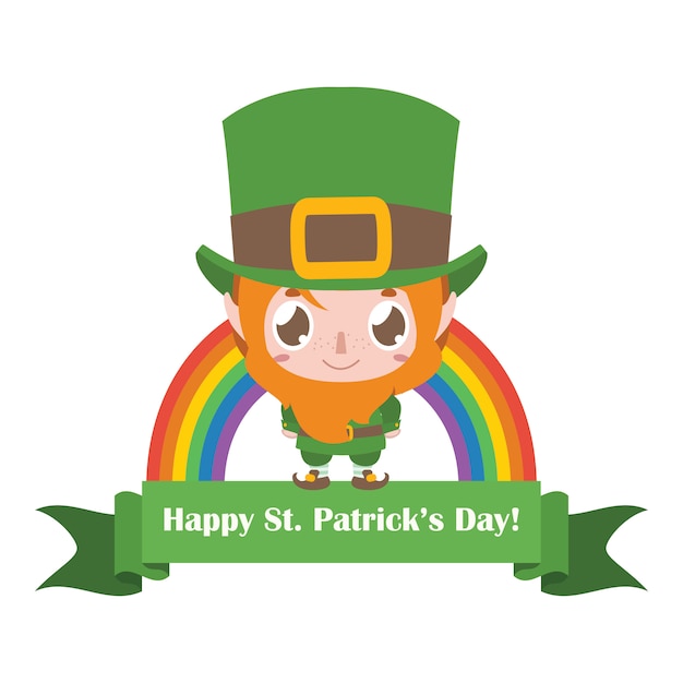 Premium Vector Banner For St Patrick S Day With Leprechaun And Rainbow