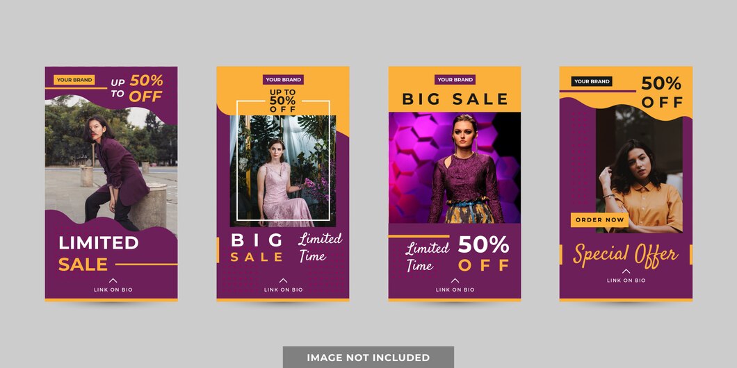 Premium Vector | Banner or stories template set