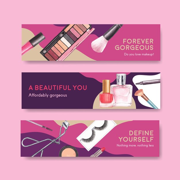 Free Vector | Banner template with makeup concept design for advertise ...