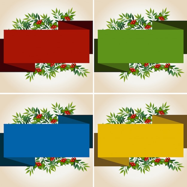 Free Vector | Banner template with mistletoes