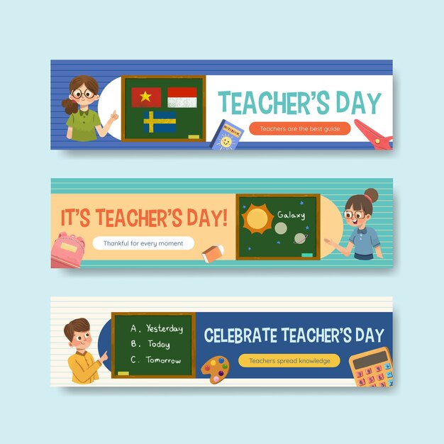 Free Vector | Banner template with teacher's day concept design