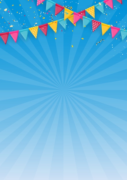 Premium Vector | Banner with garland of flags and ribbons