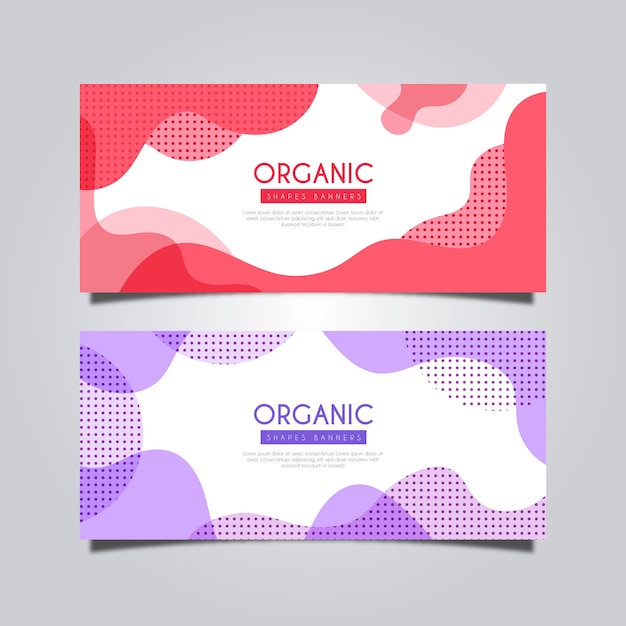 Banner with liquid and abstract shapes Free Vector