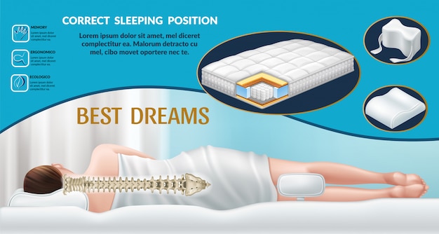 Premium Vector Banner With Orthopedic Mattress And Pillow