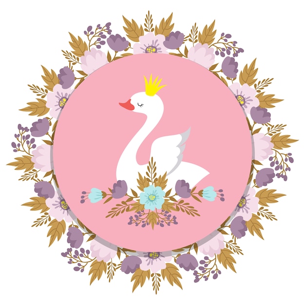 Download Banner with vector princess swan and floral Vector ...