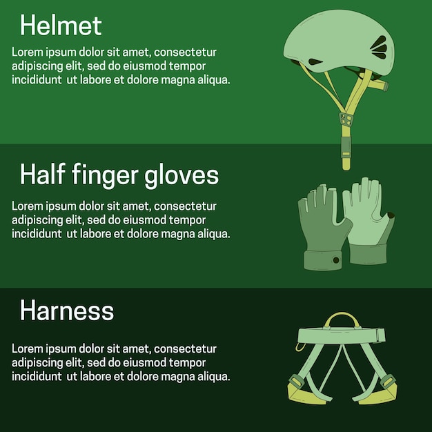 Banner with zip line equipment Premium Vector