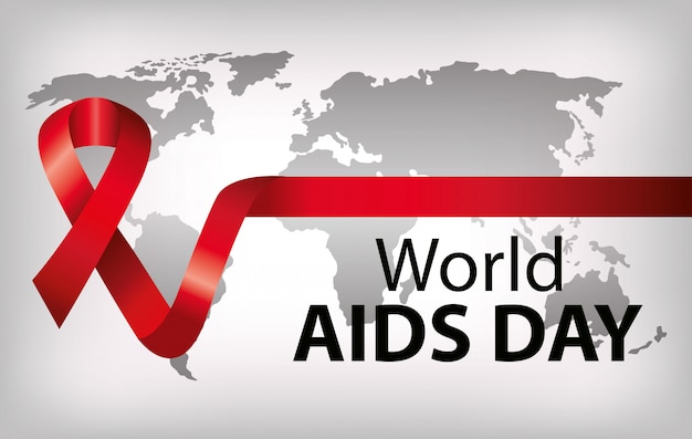 Premium Vector | Banner of world aids day with ribbon