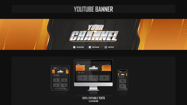 Premium Vector Banner For Youtube Channel With Fitness Concept