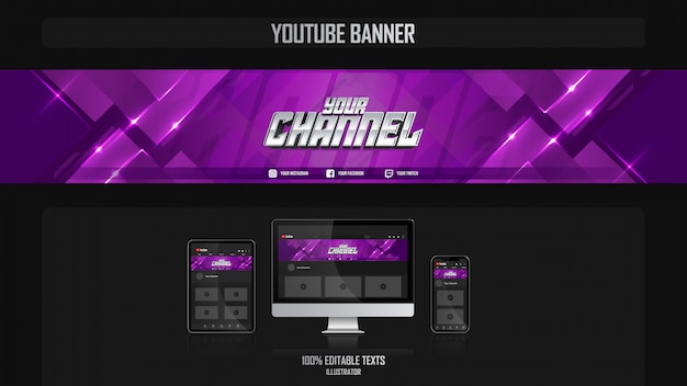Premium Vector Banner For Youtube Channel With Fitness Concept