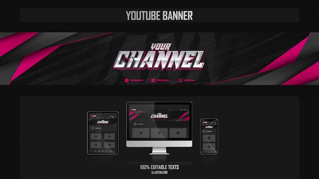 Premium Vector Banner For Youtube Channel With Music Concept