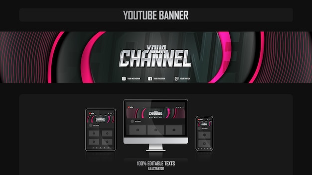 Premium Vector | Banner for youtube channel with music concept
