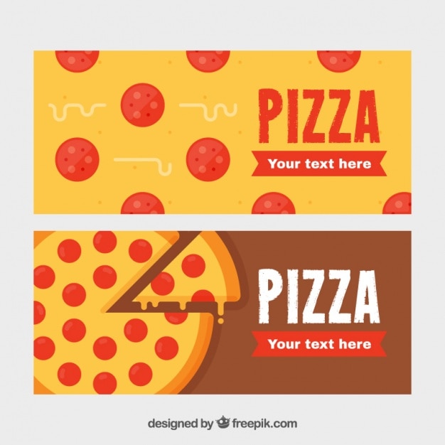 Banners about delicious pizzas