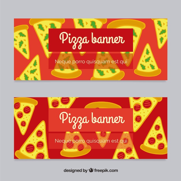 Banners delicious slices of pizza
