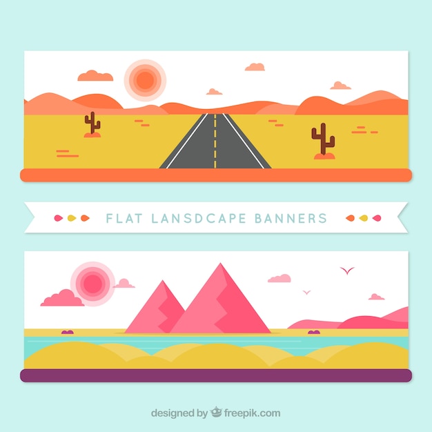 Free Vector Banners of desert landscapes