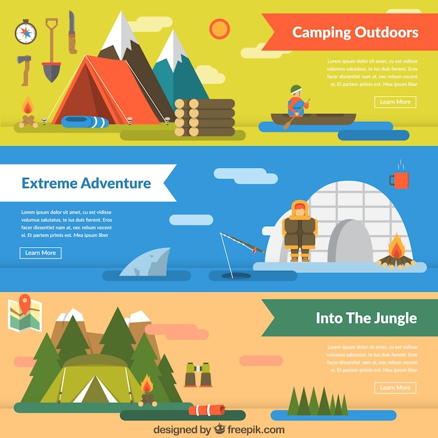 Free Vector | Banners of different adventures