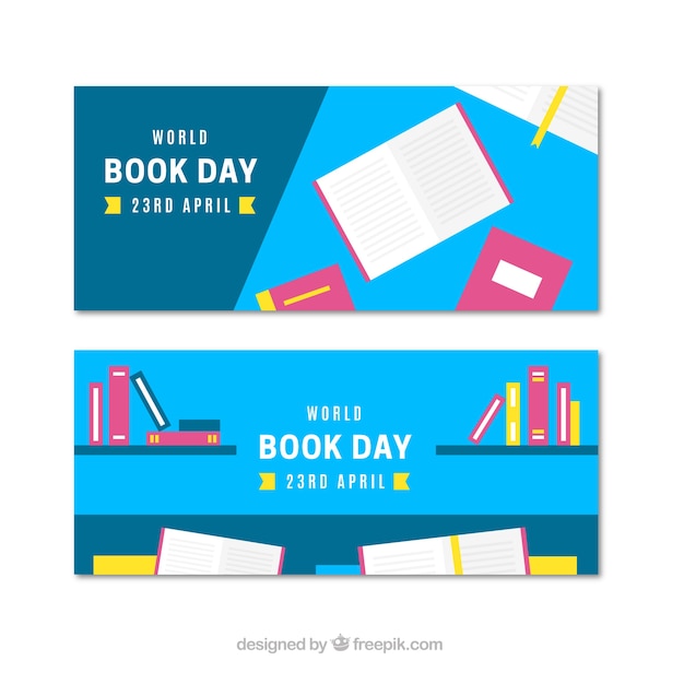 Free Vector | Banners in flat design for the international book day