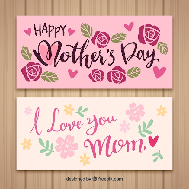 Download Banners happy mother's day i love you mom | Free Vector