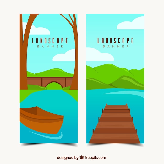 Banners of beautiful landscapes