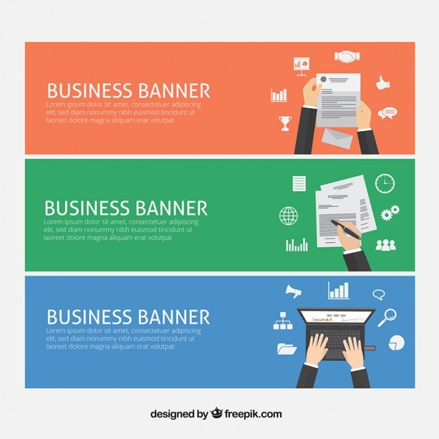 Banners of business with office supplies