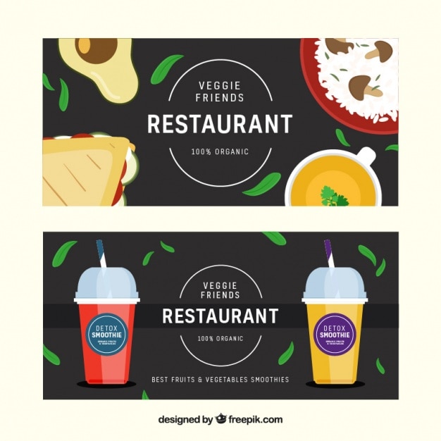 Banners of delicious dishes and drinks